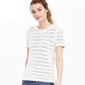 Banana Republic White Crochet Sweater
